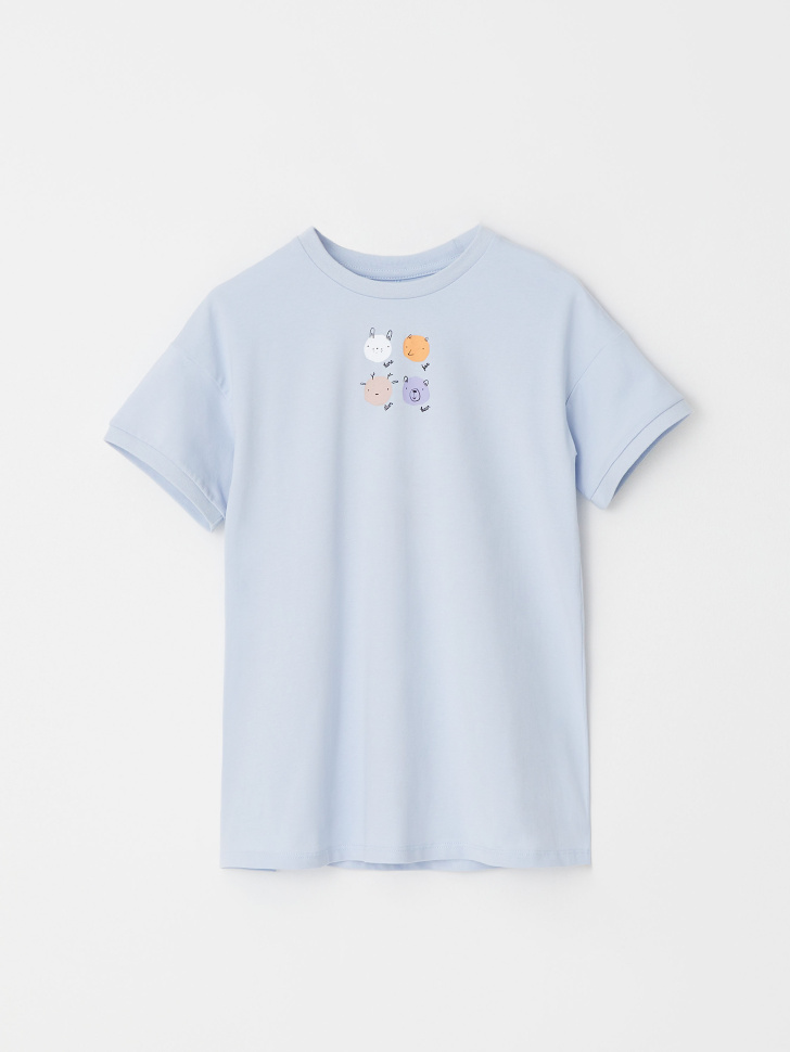 Ночная сорочка с принтом для девочек (голубой, 92-98)