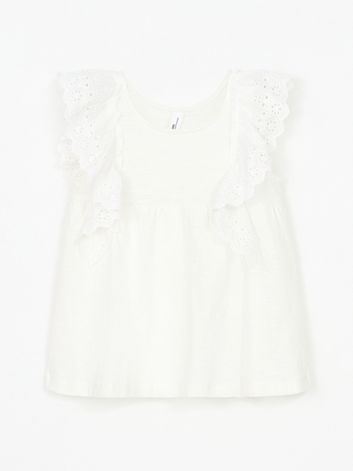 Блузка с оборками для девочек (белый, 92) sela 4680168716072 - фото 5