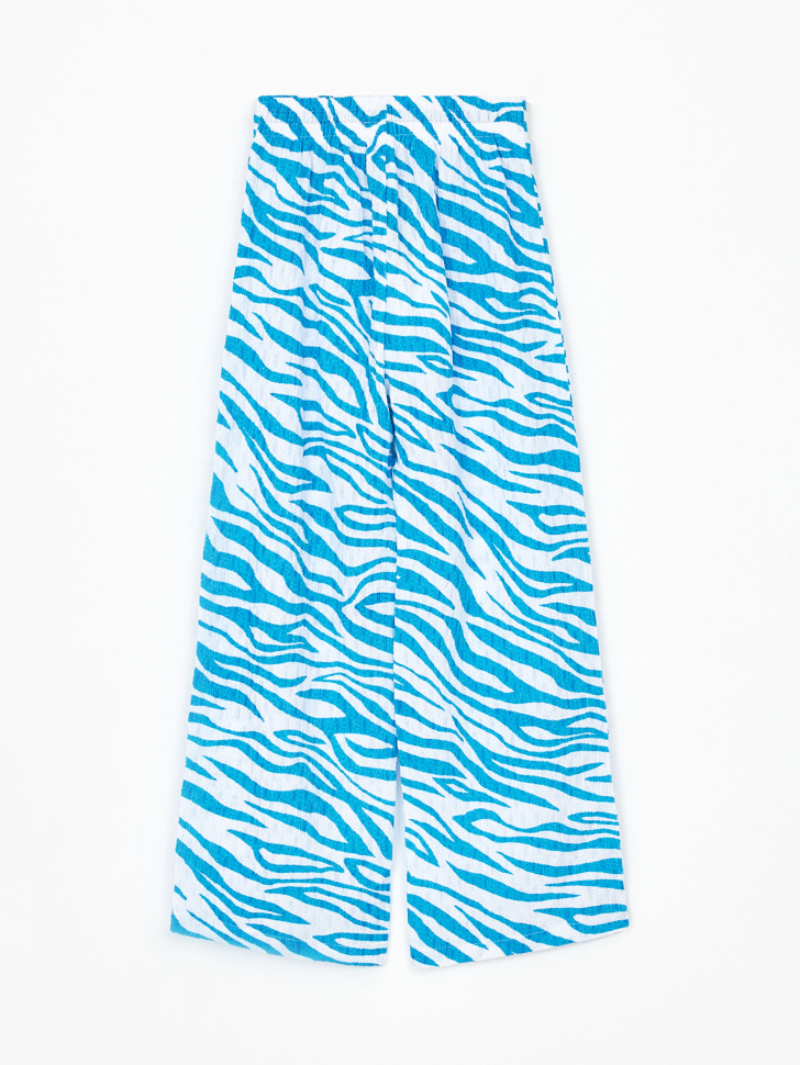 Широкие брюки с принтом для девочек (синий, 134) sela 4680168755507 - фото 4