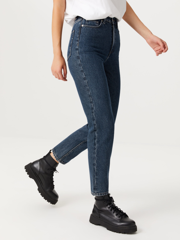 Базовые джинсы mom fit (синий, L) sela 4640078644957 - фото 4