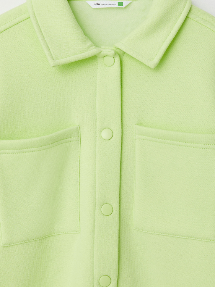 Трикотажная рубашка для девочек (зеленый, 140/ 10-11 YEARS) sela 4680129227043 - фото 3