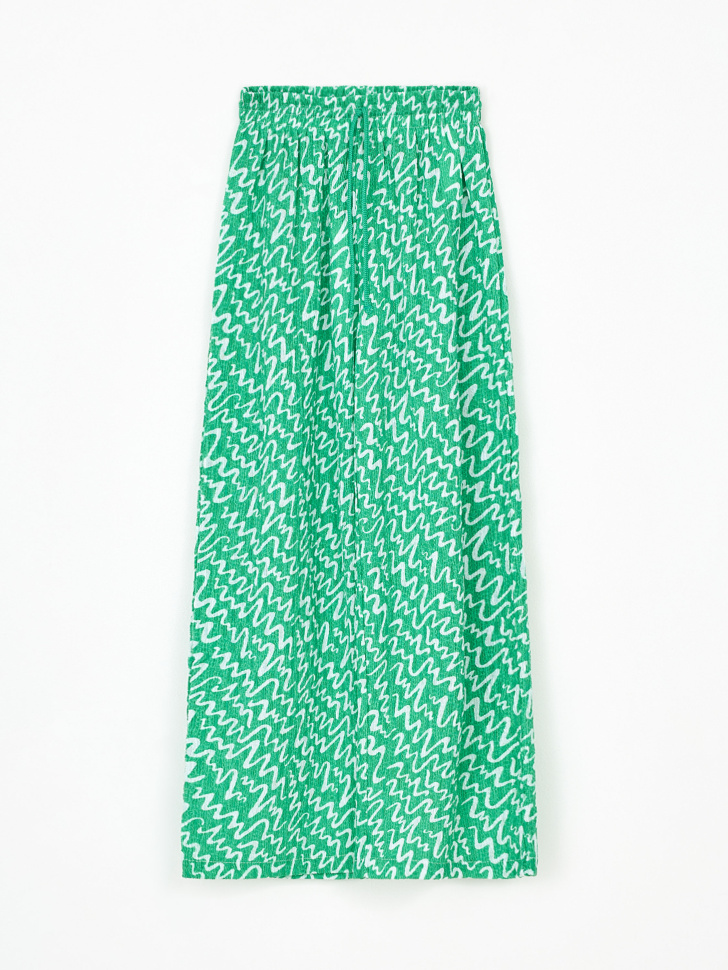 Широкие брюки с принтом для девочек (зеленый, 164) sela 4680168755392 - фото 1