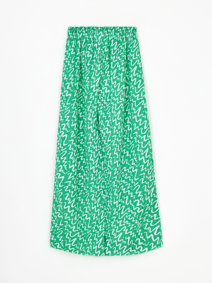 Широкие брюки с принтом для девочек (зеленый, 134) sela 4680168755347 - фото 2