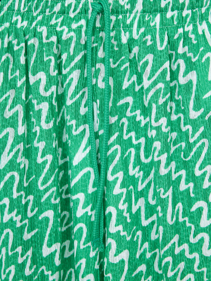 Широкие брюки с принтом для девочек (зеленый, 122) sela 4680168755323 - фото 3