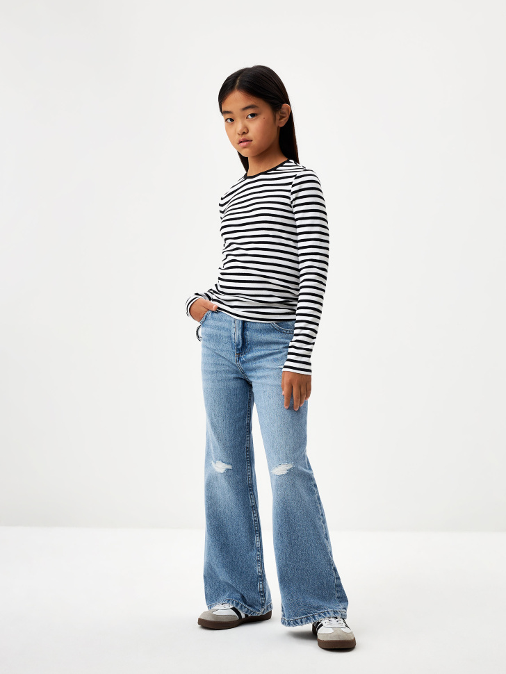 Рваные широкие джинсы для девочек - фото 1