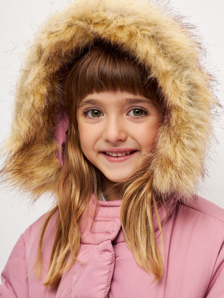 Зимний стеганый пуховик для девочек (розовый, 104) sela 4680129451097 - фото 6