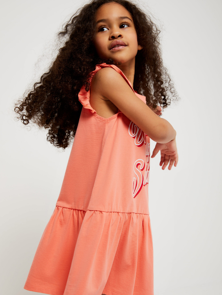 Трикотажное платье с принтом для девочек (красный, 92/ 2-3 YEARS) sela 4603375568548 - фото 4
