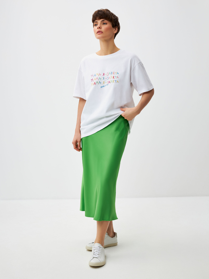 Сатиновая юбка миди (зеленый, S) sela 4680168433702