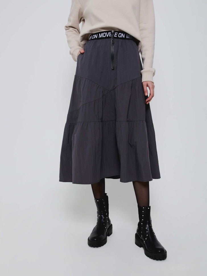 Нейлоновая юбка миди (серый, XS) sela 4603375375900 - фото 2