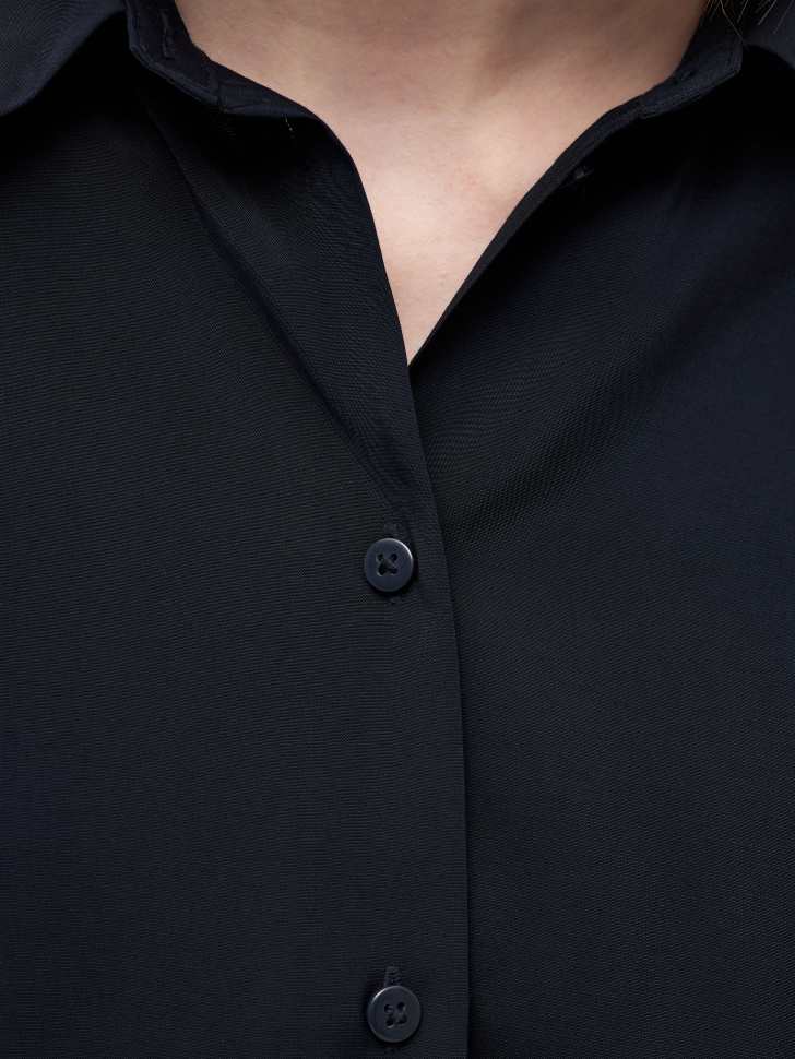 Рубашка оверсайз из модала (черный, S) sela 4680129489526 - фото 5
