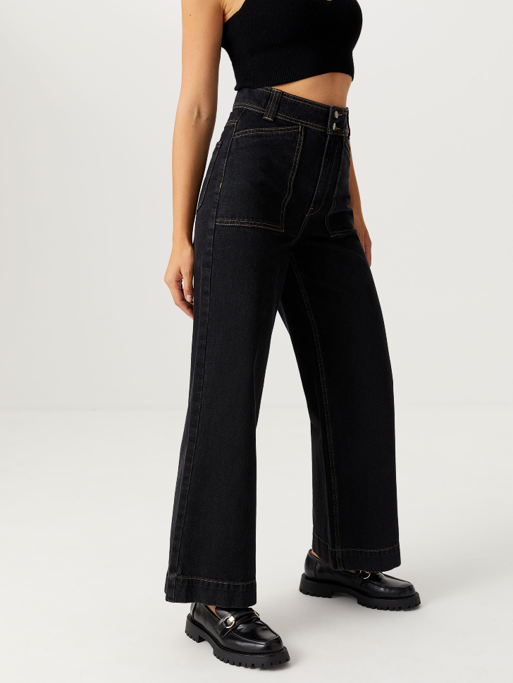 брюки джинсовые женские (черный, L) sela 4640078673988 - фото 4