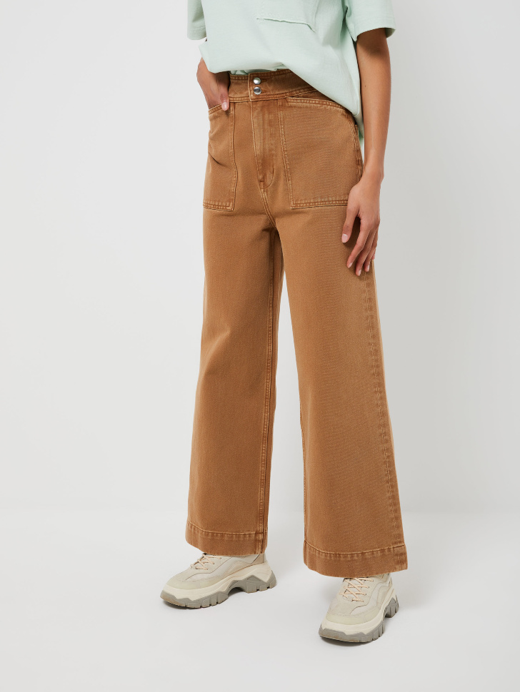 Широкие джинсы с накладными карманами (бежевый, XL) sela 4603375423625 - фото 2