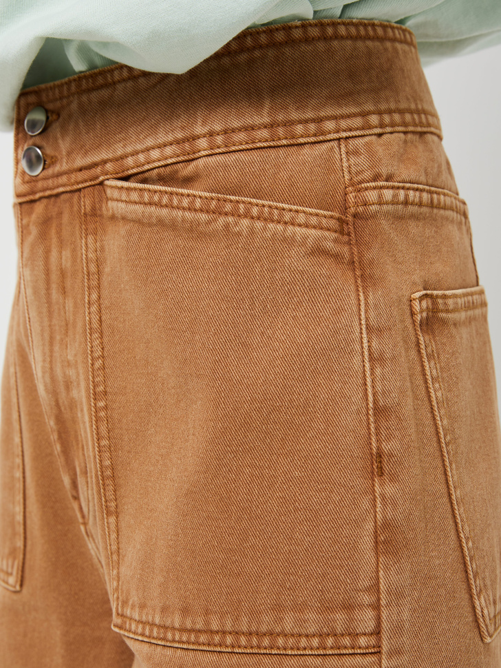 Широкие джинсы с накладными карманами (бежевый, S) sela 4603375423595 - фото 5