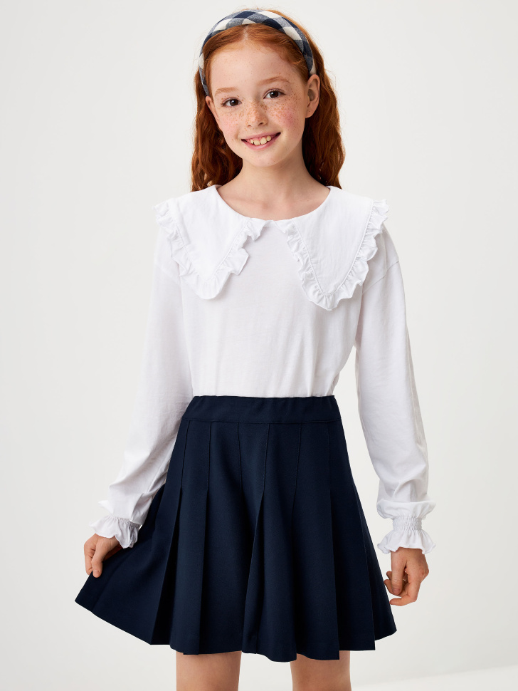 Трикотажная блузка с пышными рукавами для девочек - фото 1