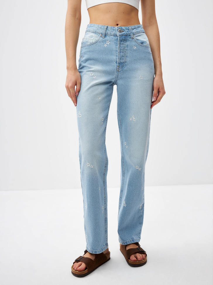 Прямые джинсы с вышивкой (синий, XXS) sela 4680168548420 - фото 3