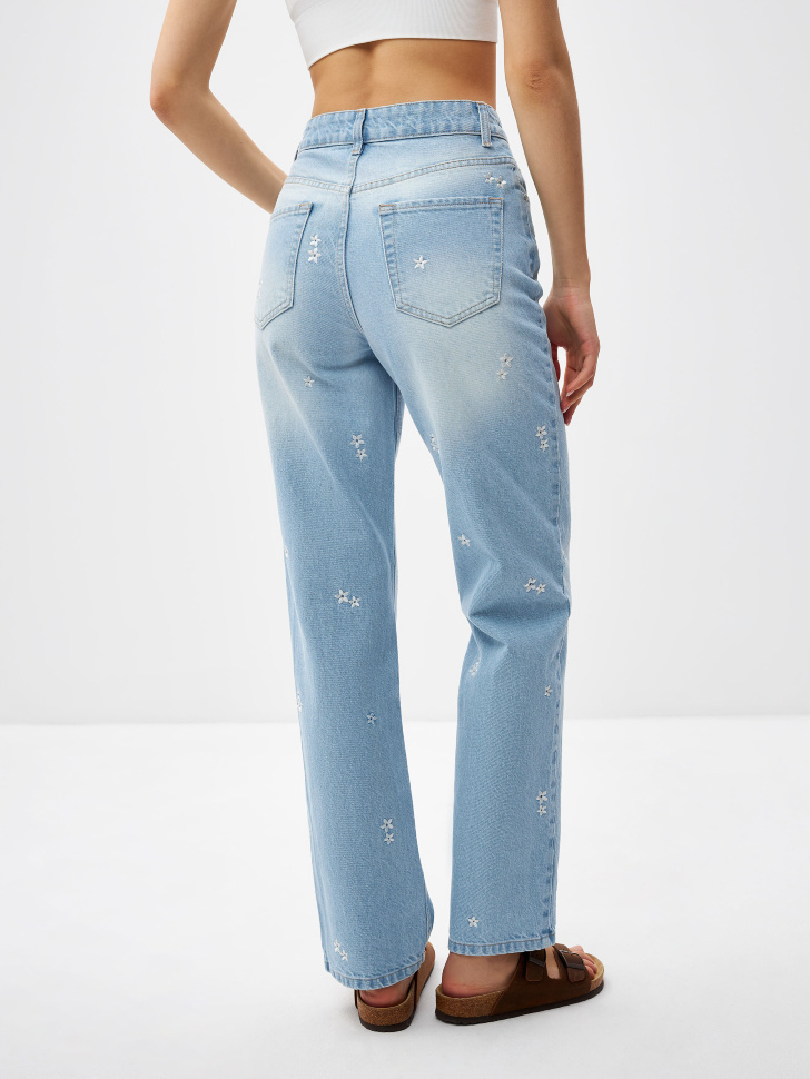 Прямые джинсы с вышивкой (синий, XXS) sela 4680168548420 - фото 6