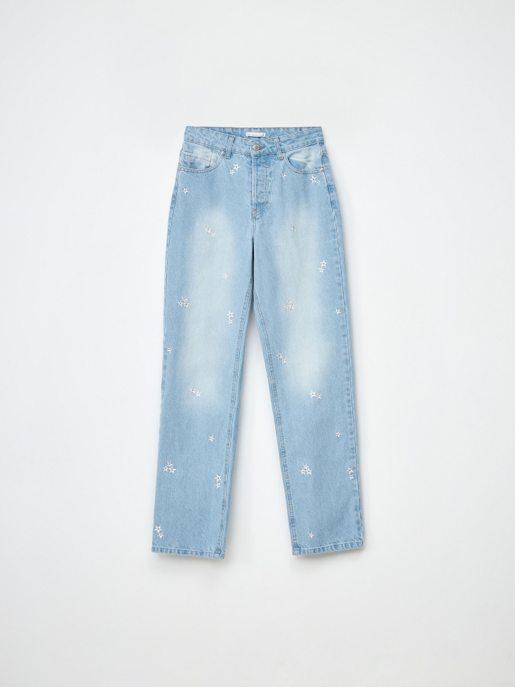 Прямые джинсы с вышивкой (синий, XXS) sela 4680168548420 - фото 8