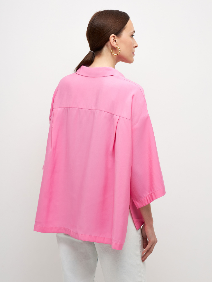 Рубашка оверсайз из модала (розовый, S) sela 4680129489618 - фото 5