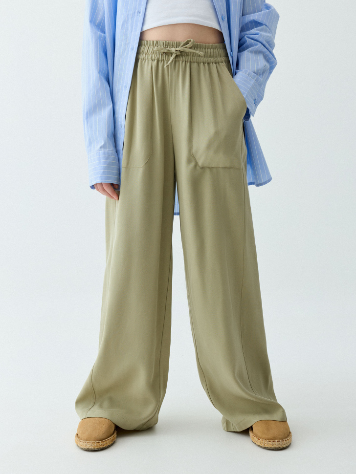 Широкие брюки из лиоцелла для девочек - фото 2