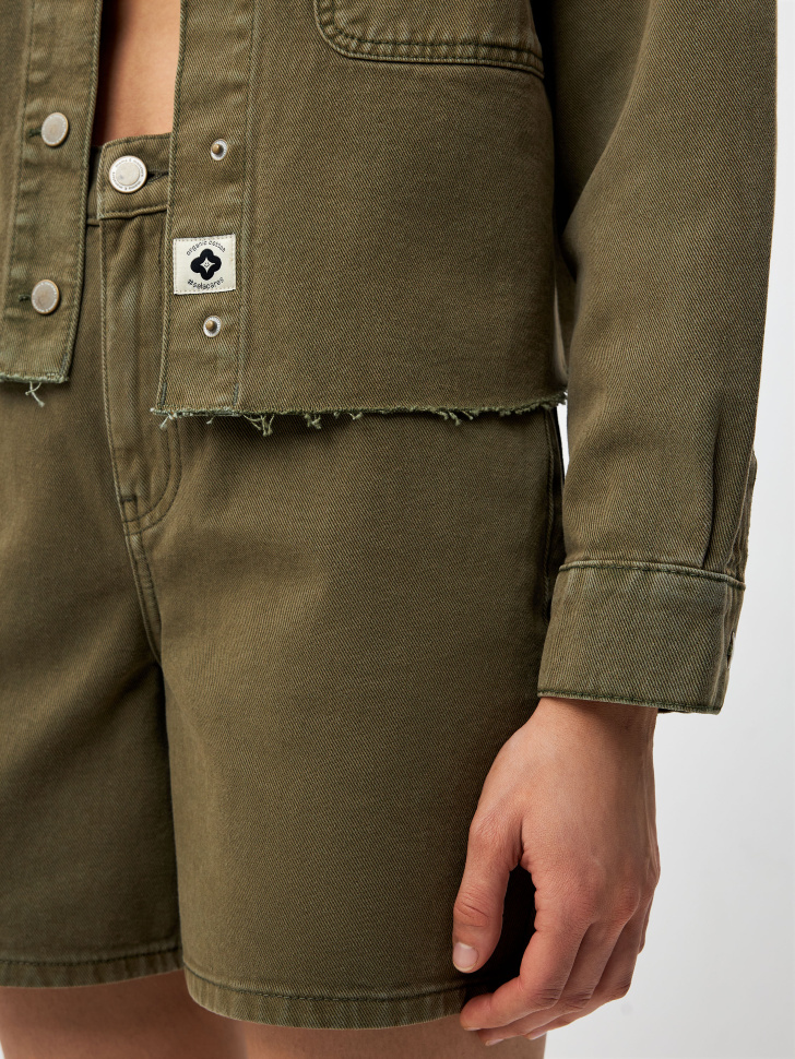 Укороченная джинсовая куртка из органического хлопка  (хаки, XS) sela 4680168687969 - фото 6