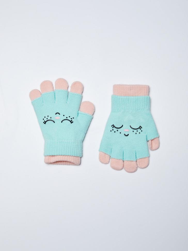 Комплект из перчаток и митенок для девочек (принт, 3 - 4 YEARS) sela 4603375475051 - фото 1