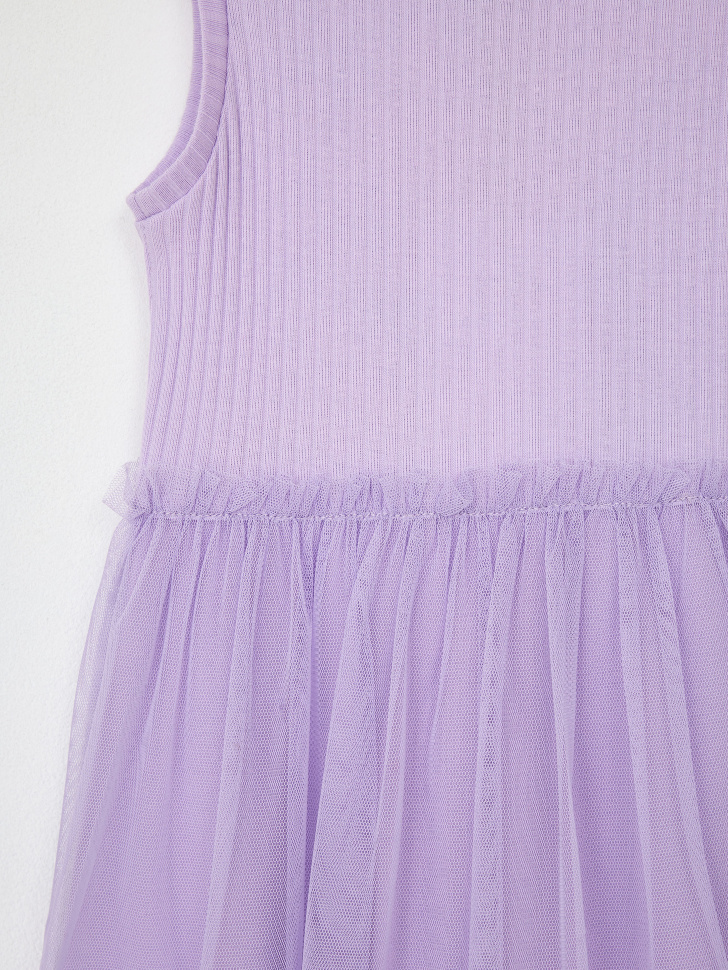 Платье с юбкой из сетки для девочек (сиреневый, 128) sela 4680168612367 - фото 6