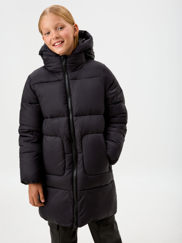 Утепленное пальто для девочек - фото 1