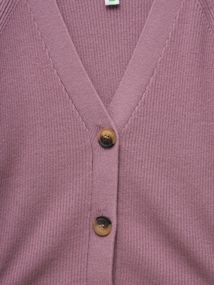 Школьный кардиган в рубчик для девочек (розовый, 146/ 11-12 YEARS) sela 4680129814052 - фото 3