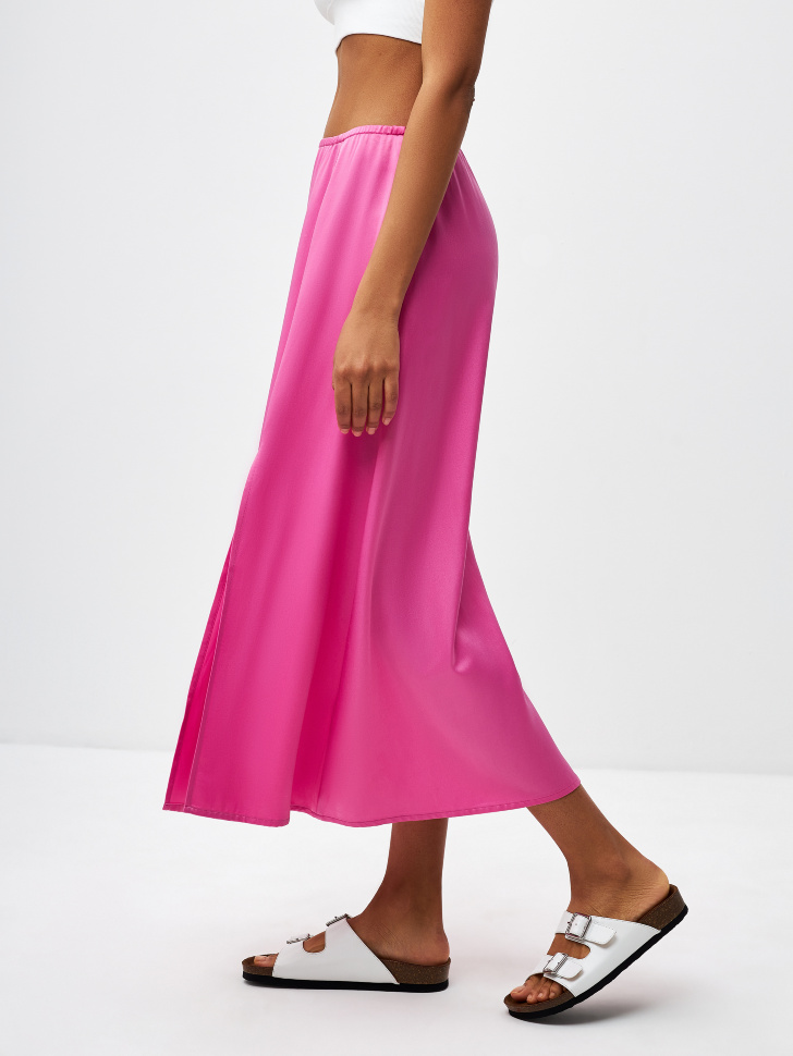 Сатиновая юбка миди с разрезами (розовый, XS) sela 4680168490866 - фото 3