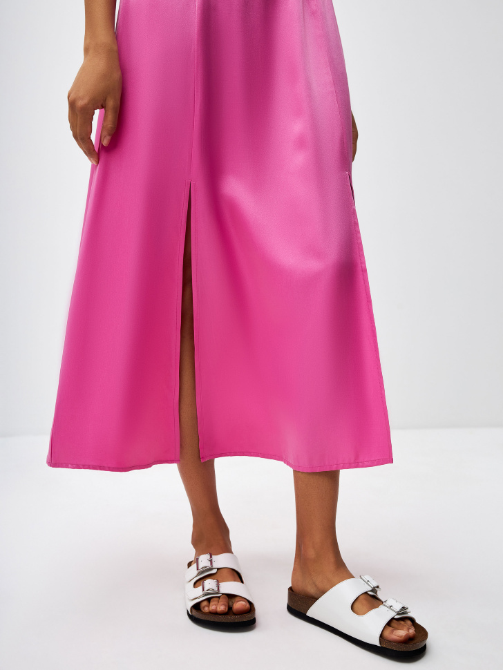 Сатиновая юбка миди с разрезами (розовый, XS) sela 4680168490866 - фото 6