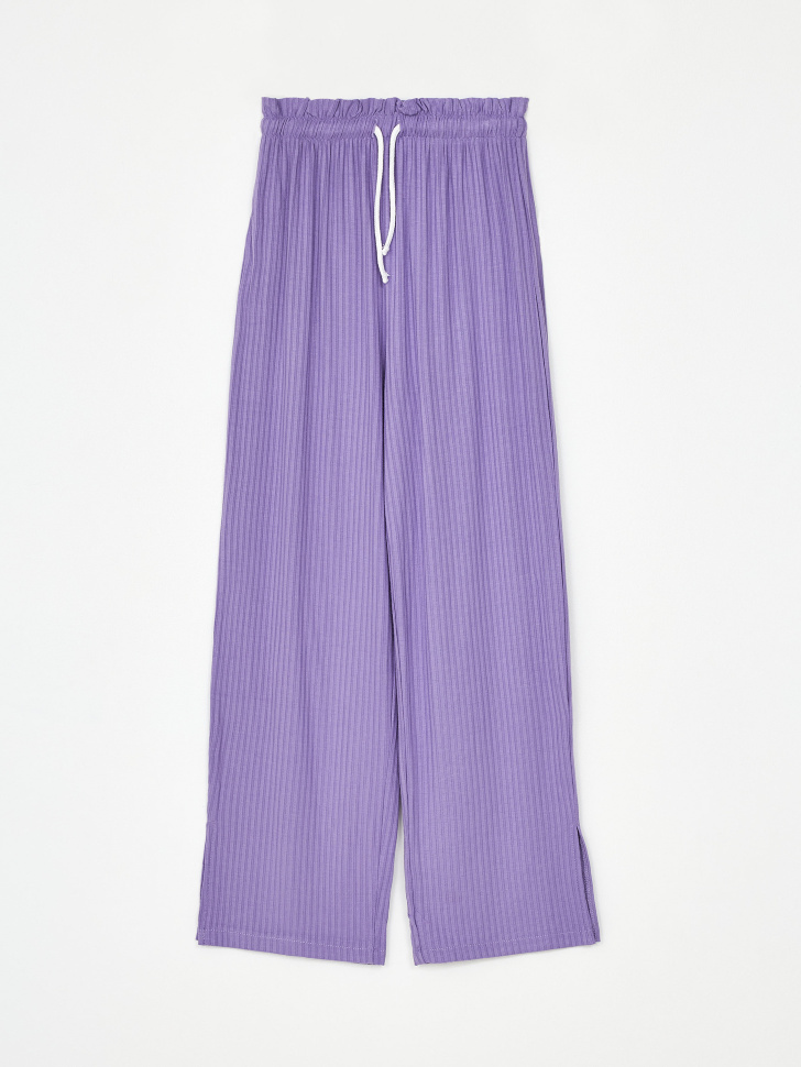 Трикотажные брюки с разрезами для девочек (сиреневый, 122) sela 4680168480249 - фото 3