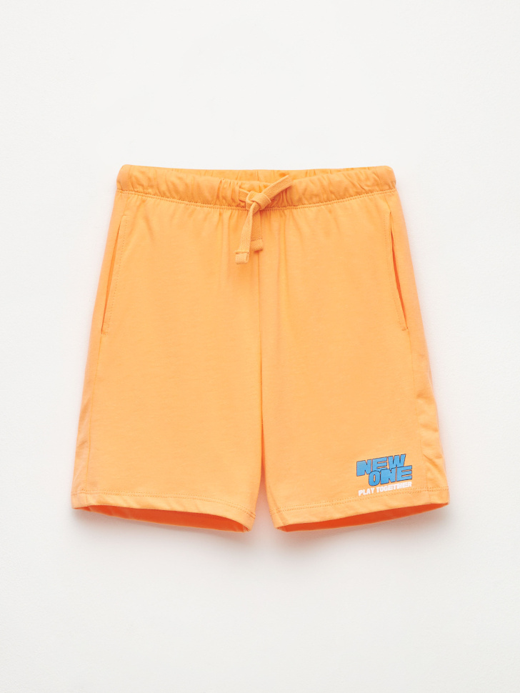 Трикотажные шорты с принтом для мальчиков (оранжевый, 116) sela 4680129751913 - фото 2