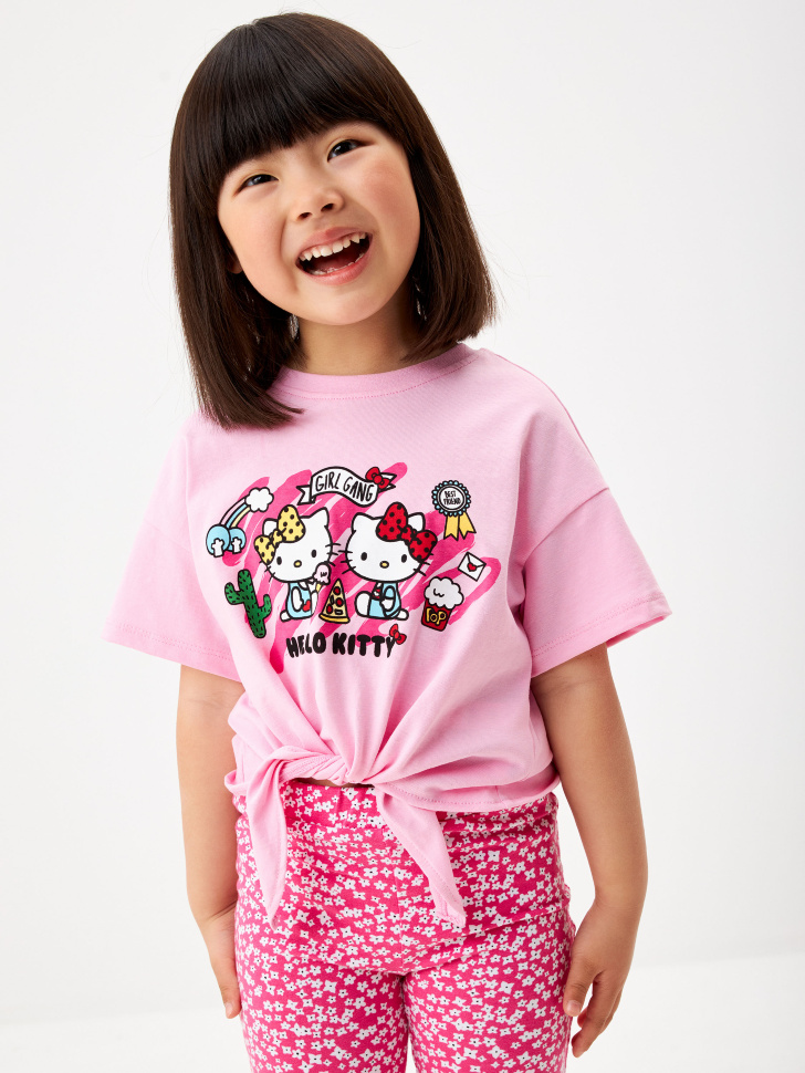 Укороченная футболка с принтом Hello Kitty and Friends для девочек - фото 1