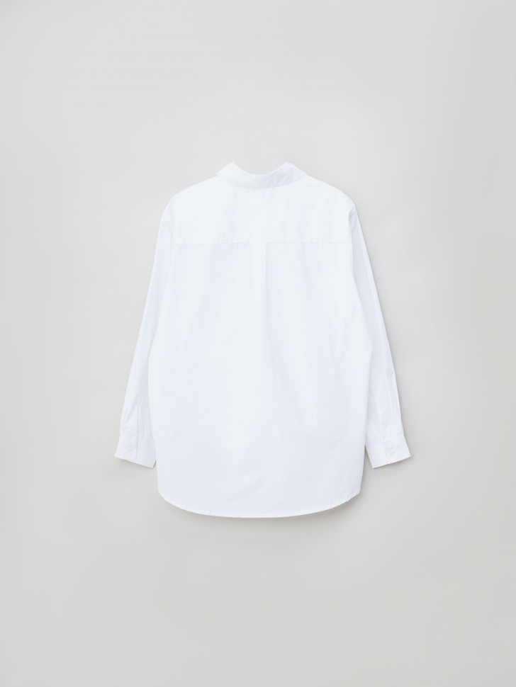 Белая блузка оверсайз для девочек - фото 3