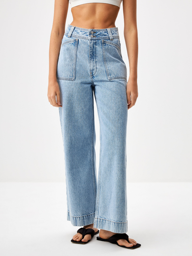 Широкие джинсы с накладными карманами - фото 2