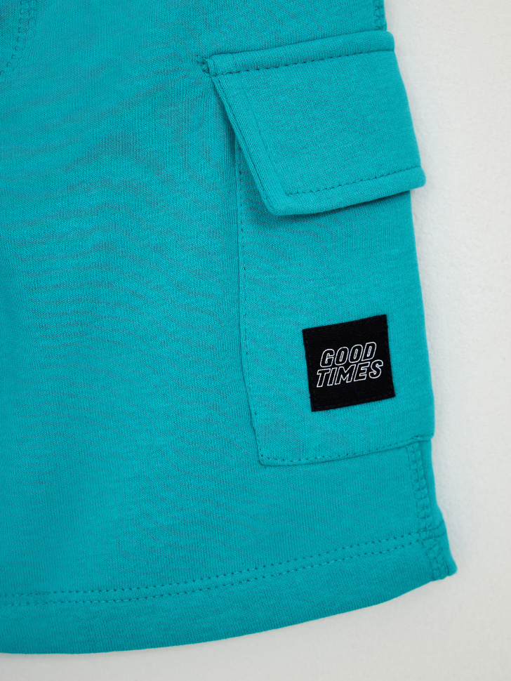 Трикотажные шорты с накладными карманами для мальчиков (бирюзовый, 104) sela 4640226052856 - фото 3