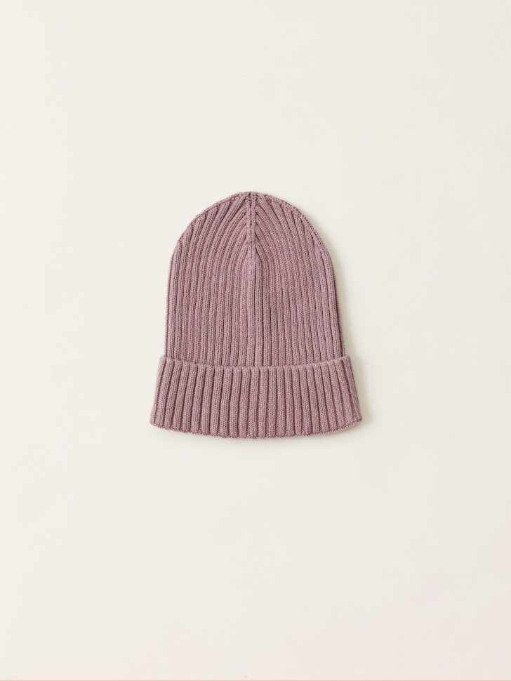 Вязаная шапка в рубчик для девочек (фиолетовый, 50 - 52) sela 4640078793563 - фото 2