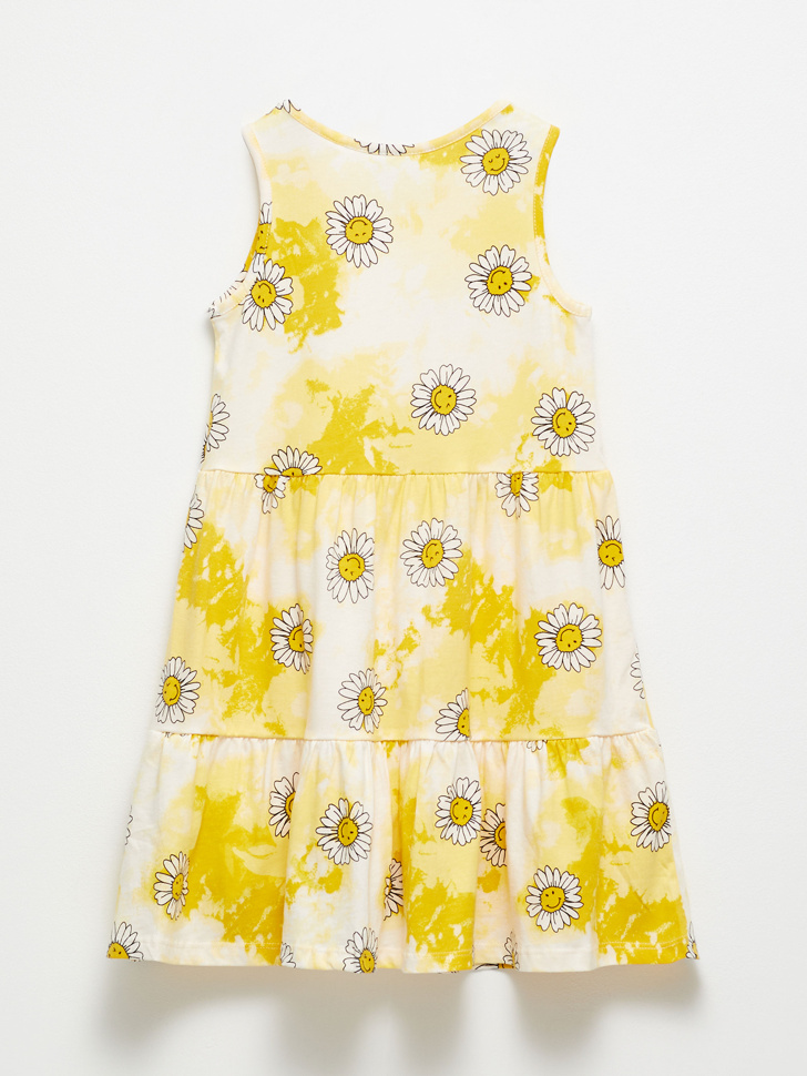 Трикотажное платье с принтом для девочек (желтый, 134) sela 4680129766375 - фото 4